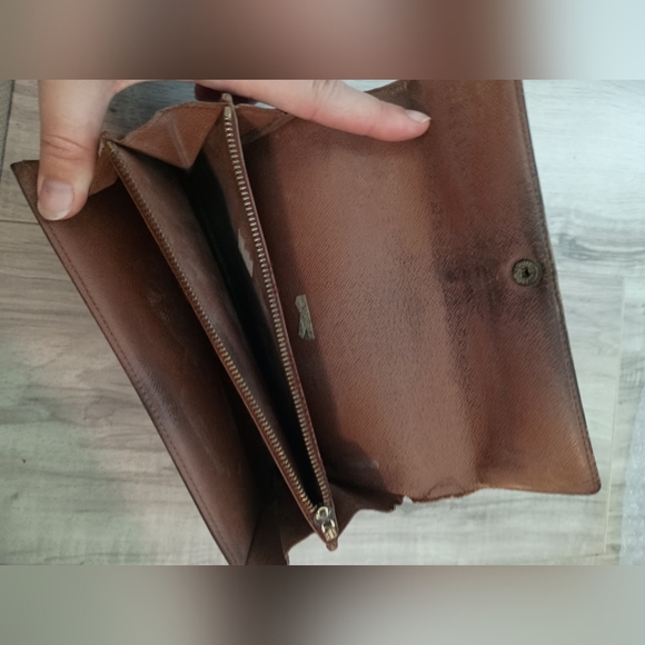 Authentic LOUIS VUITTON LV Vintage Monogram Wallet Envelope Leather - Picture 8 of 13